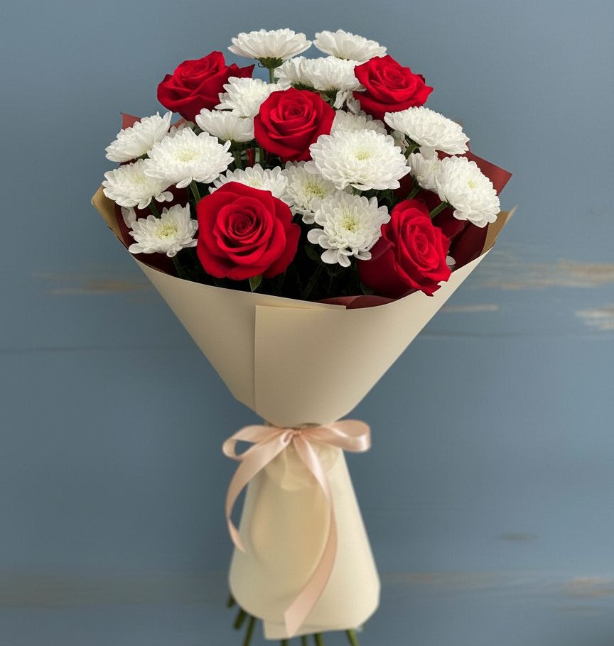 Букет цветов из: Розы и Хризантемы в Агирише