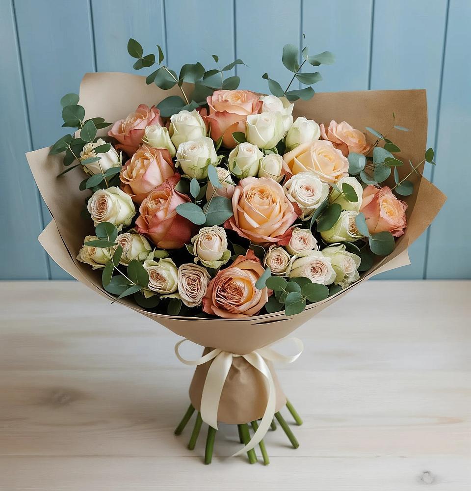 Букет цветов из: Альстромерии и Розы в Агирише