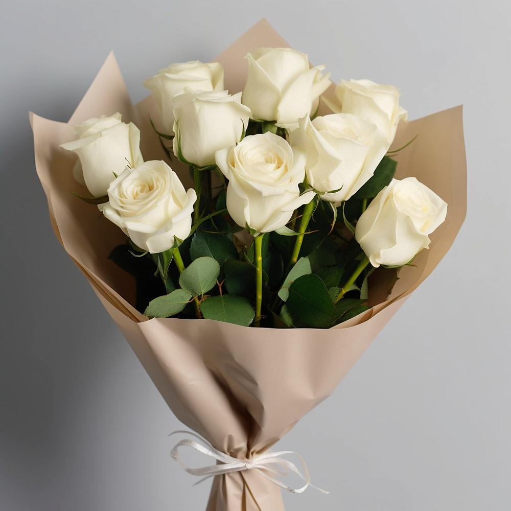 Букет 9 Белых роз Эдлесс Лав в Агирише