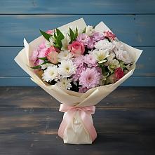 Букет цветов из:  Хризантемы, Альстромерии и Розы #REPLACE_PRED# Агирише