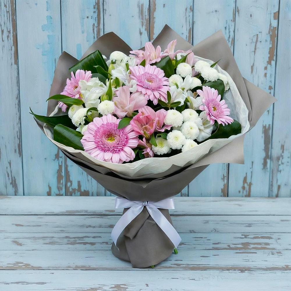 Букет цветов из: Герберы, Альстромерии и Хризантемы в Агирише